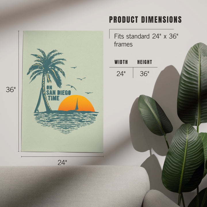 On San Diego Time, Sunset with Palm Tree, Art & Giclee Prints Art Lantern Press 