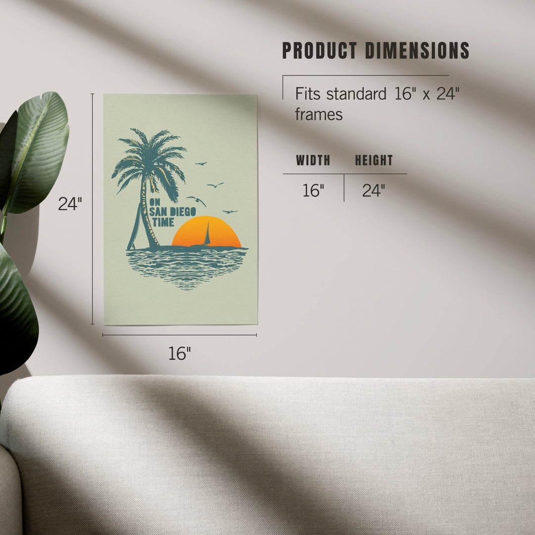 On San Diego Time, Sunset with Palm Tree, Art & Giclee Prints Art Lantern Press 