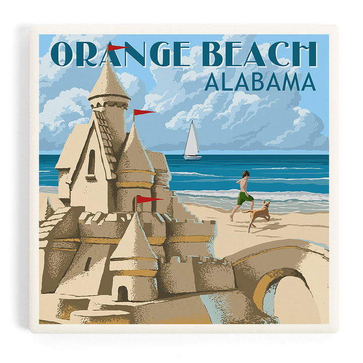Orange Beach, Alabama, Sandcastle, Coasters Coasters Lantern Press Coaster 