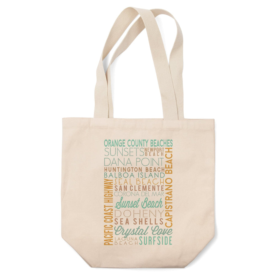Orange County Beaches, California, Typography, Tote Bag Totes Lantern Press 