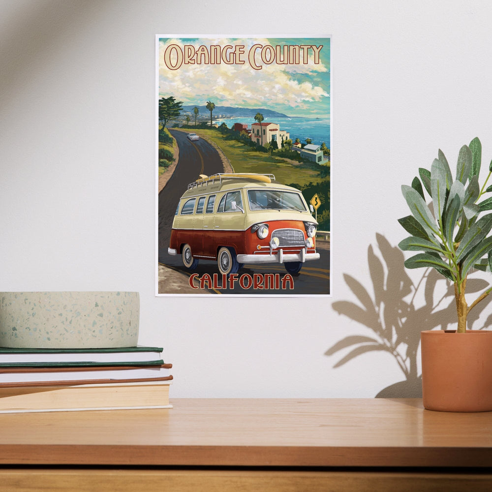 Orange County, California, Camper Van, Art & Giclee Prints Art Lantern Press 