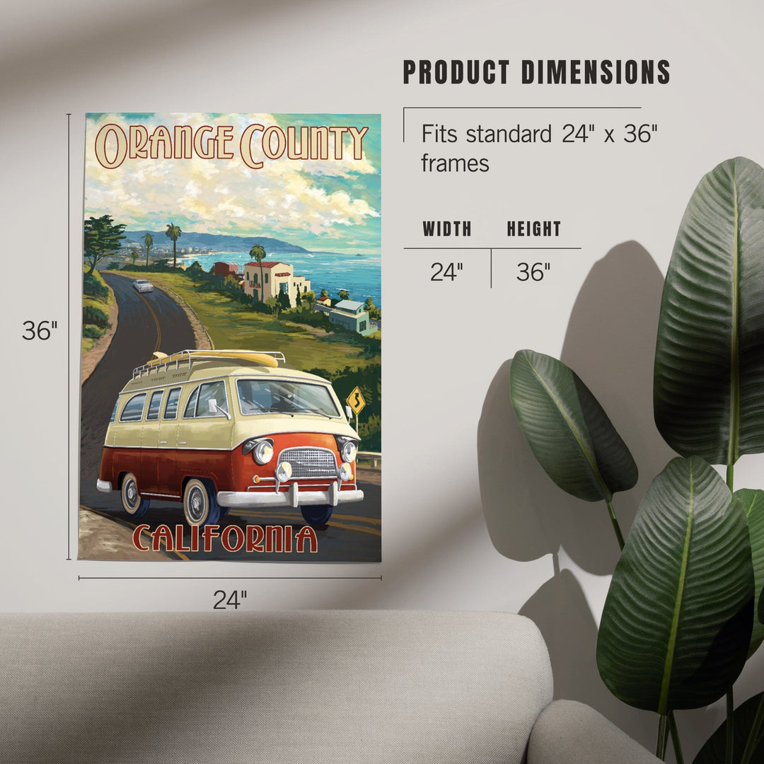 Orange County, California, Camper Van, Art & Giclee Prints Art Lantern Press 