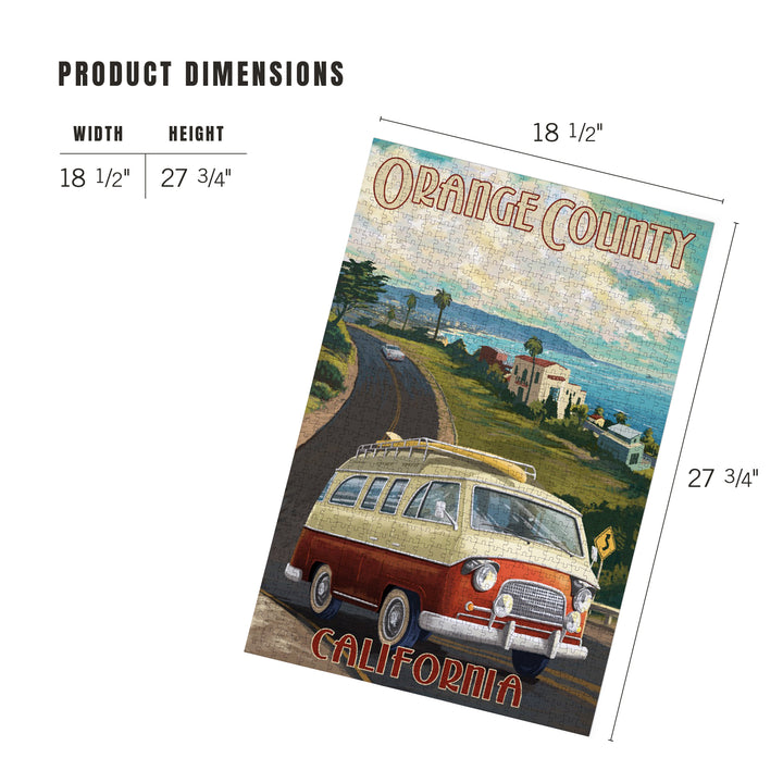Orange County, California, Camper Van, Jigsaw Puzzle Puzzle Lantern Press 