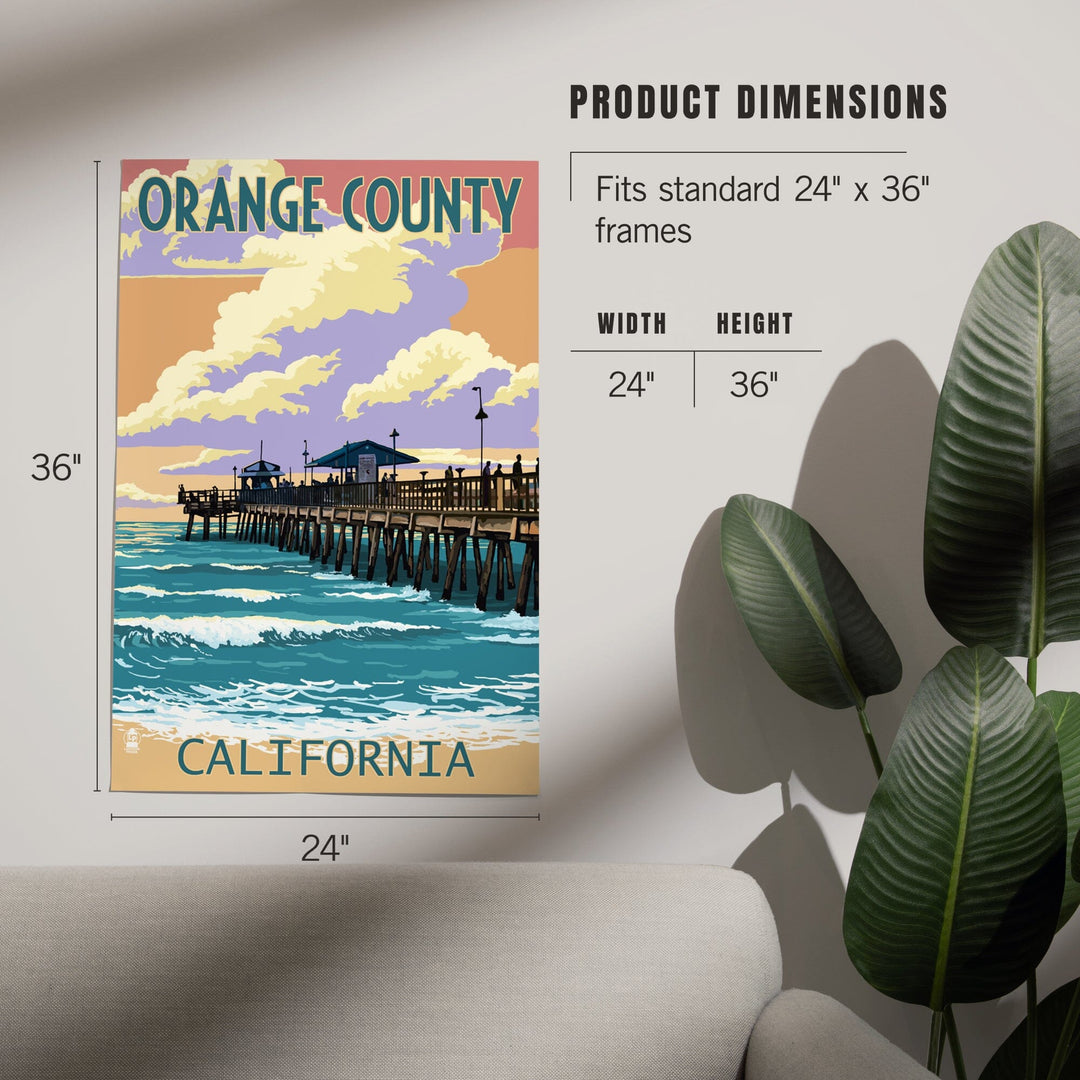 Orange County, California, Pier and Sunset, Art & Giclee Prints Art Lantern Press 