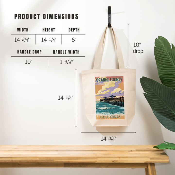 Orange County, California, Pier and Sunset, Tote Bag Totes Lantern Press 