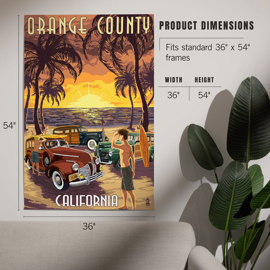 Orange County, California, Woodies and Sunset, Art & Giclee Prints Art Lantern Press 