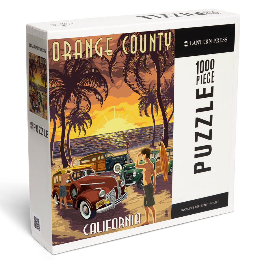 Orange County, California, Woodies and Sunset, Jigsaw Puzzle Puzzle Lantern Press 