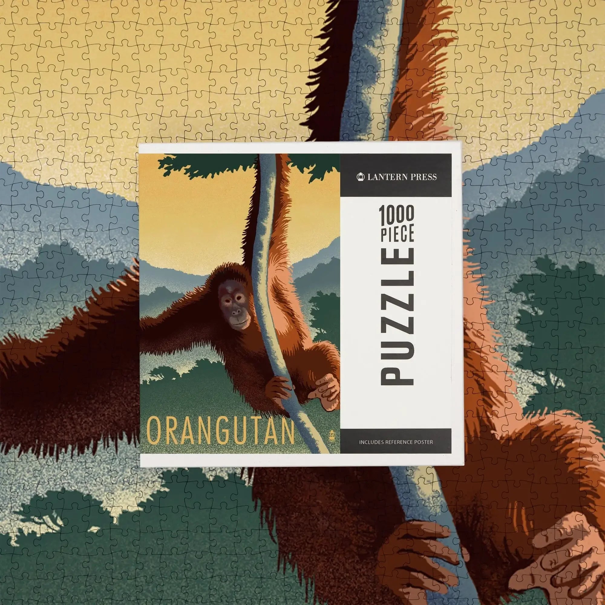Orangutan, Lithograph Series, 1000 piece jigsaw puzzle – Lantern Press