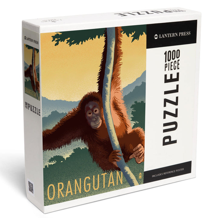 Orangutan, Lithograph Series, Jigsaw Puzzle Puzzle Lantern Press 