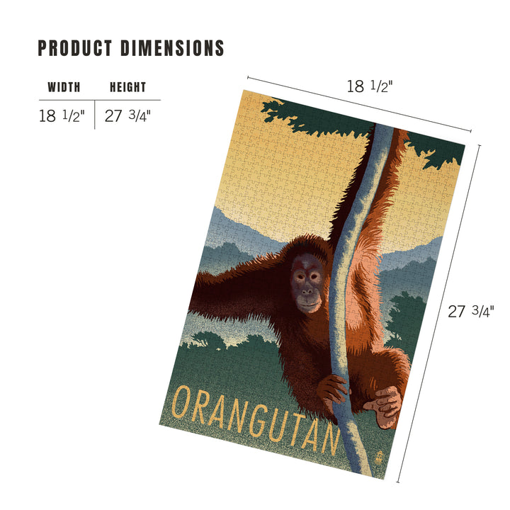 Orangutan, Lithograph Series, Jigsaw Puzzle Puzzle Lantern Press 