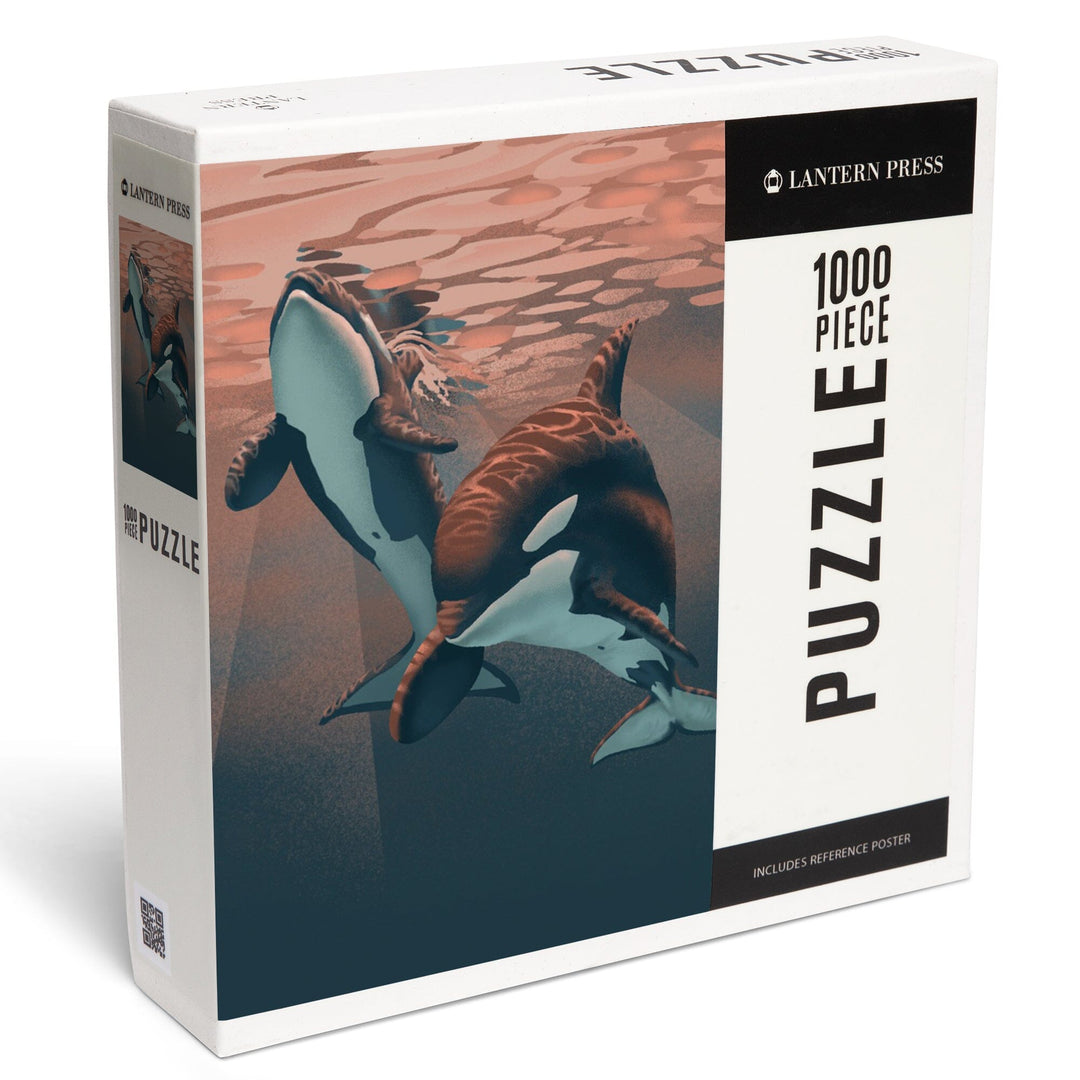 Orca, Lithograph, Jigsaw Puzzle Puzzle Lantern Press 