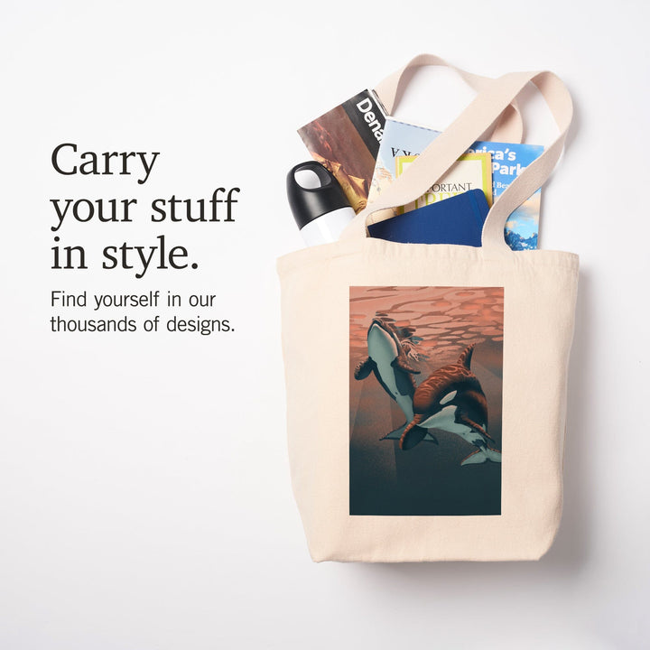 Orca, Lithograph, Tote Bag Totes Lantern Press 