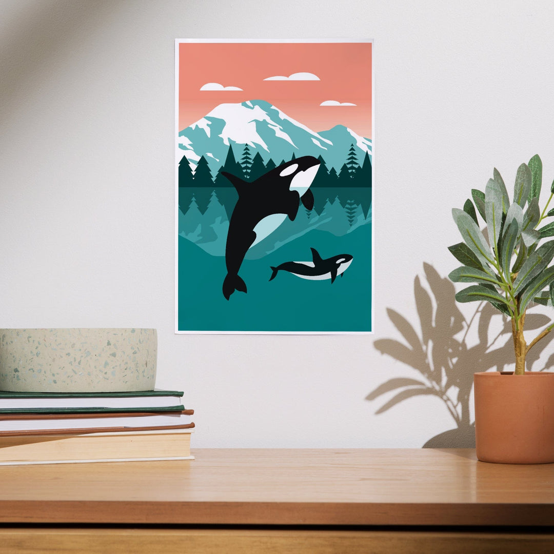 Orca Whale and Calf, Go Freestyle, Art & Giclee Prints Art Lantern Press 