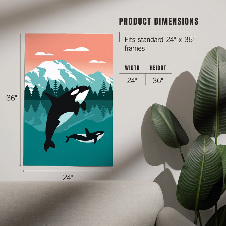 Orca Whale and Calf, Go Freestyle, Art & Giclee Prints Art Lantern Press 