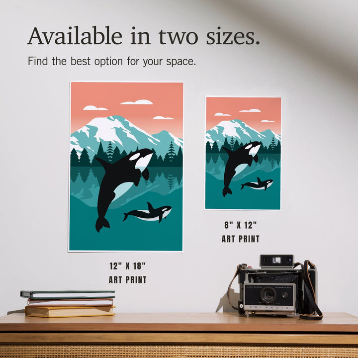 Orca Whale and Calf, Go Freestyle, Art & Giclee Prints Art Lantern Press 