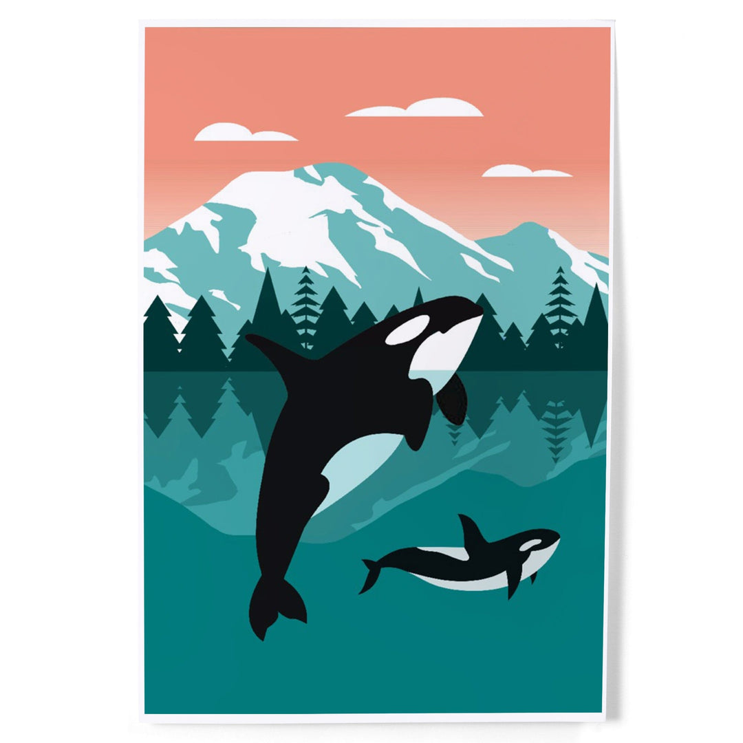 Orca Whale and Calf, Go Freestyle, Art & Giclee Prints Art Lantern Press 