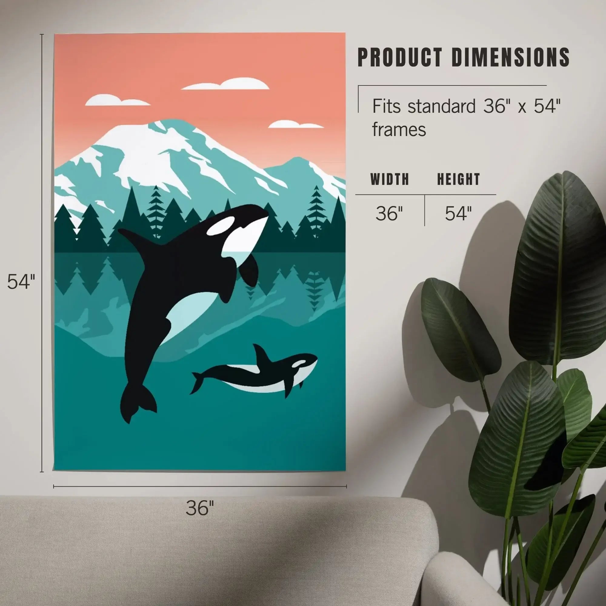 Orca Whale and Calf, Go Freestyle art prints, metal signs