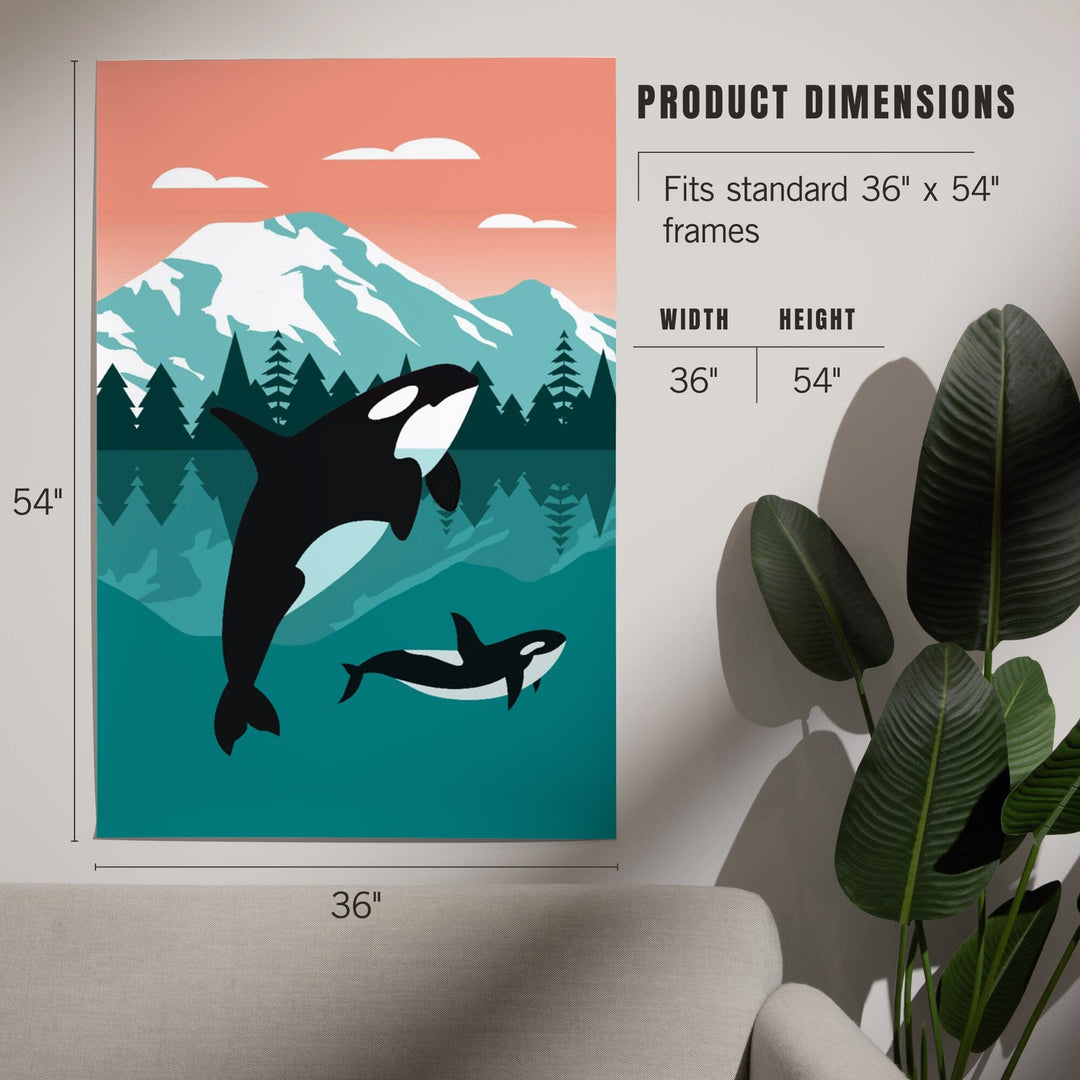 Orca Whale and Calf, Go Freestyle, Art & Giclee Prints Art Lantern Press 