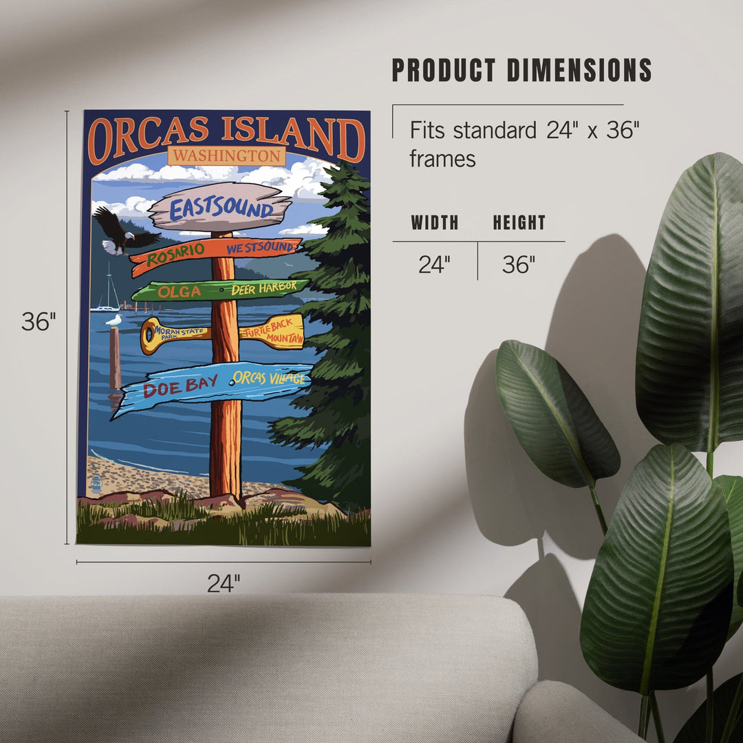 Orcas Island, WA, Destination Sign, Art & Giclee Prints Art Lantern Press 