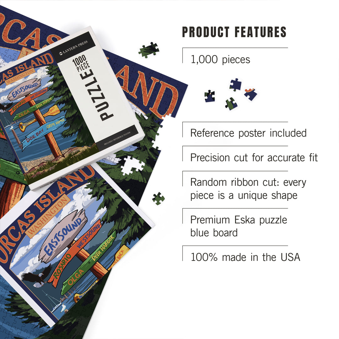 Orcas Island, WA, Destination Sign, Jigsaw Puzzle Puzzle Lantern Press 