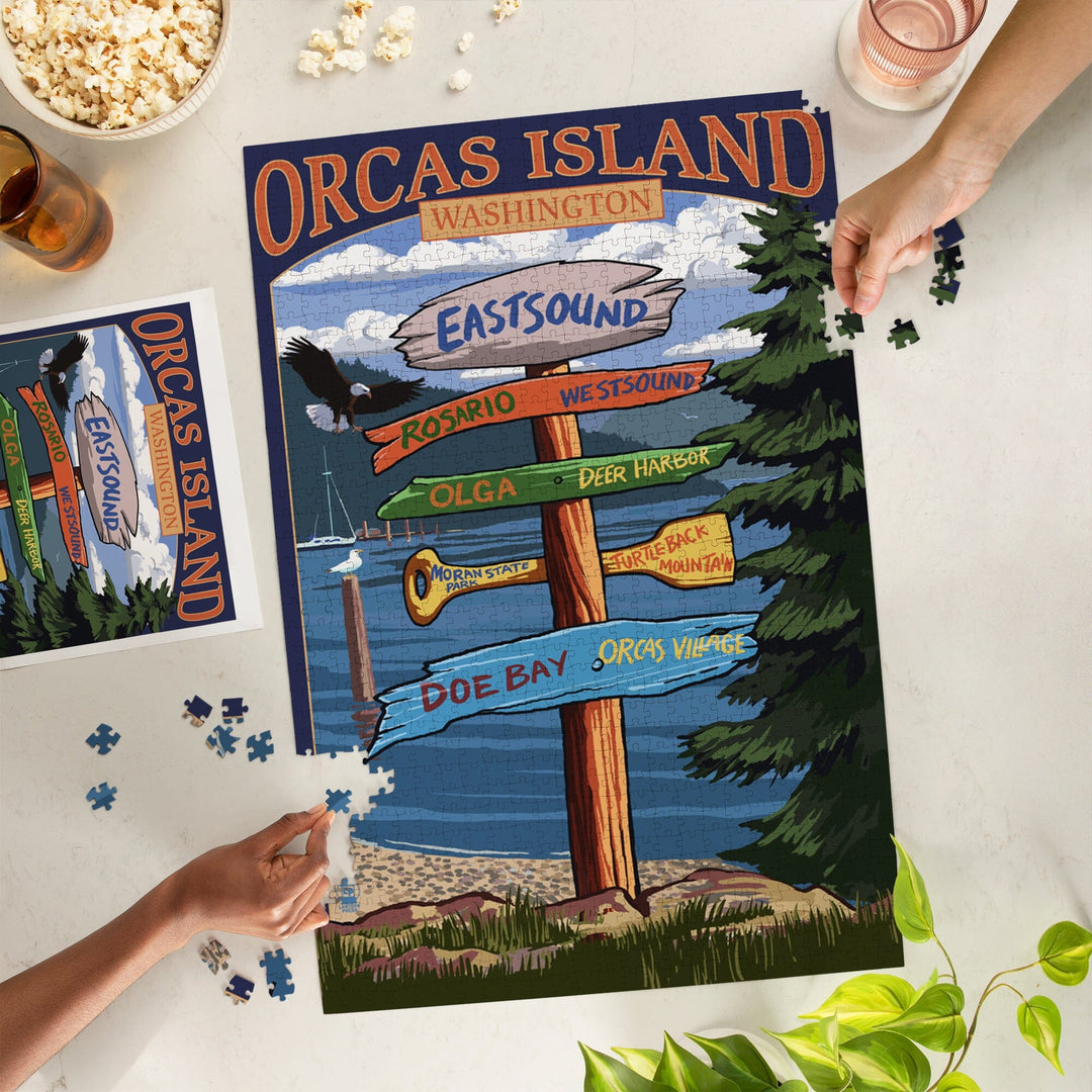 Orcas Island, WA, Destination Sign, Jigsaw Puzzle Puzzle Lantern Press 