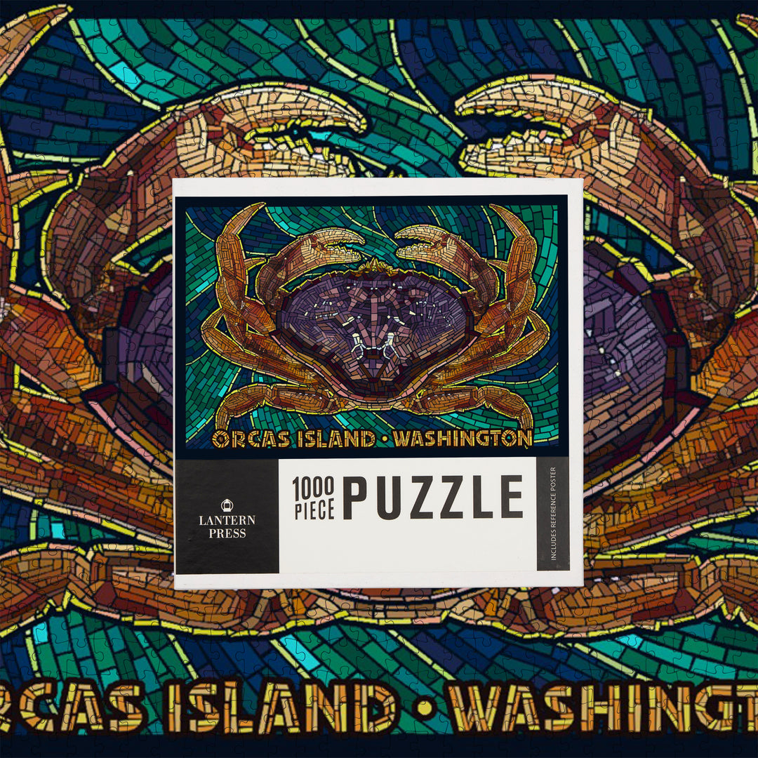 Orcas Island, Washington, Dungeness Crab, Mosaic, Jigsaw Puzzle Puzzle Lantern Press 
