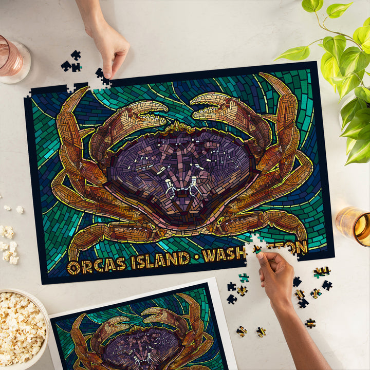 Orcas Island, Washington, Dungeness Crab, Mosaic, Jigsaw Puzzle Puzzle Lantern Press 