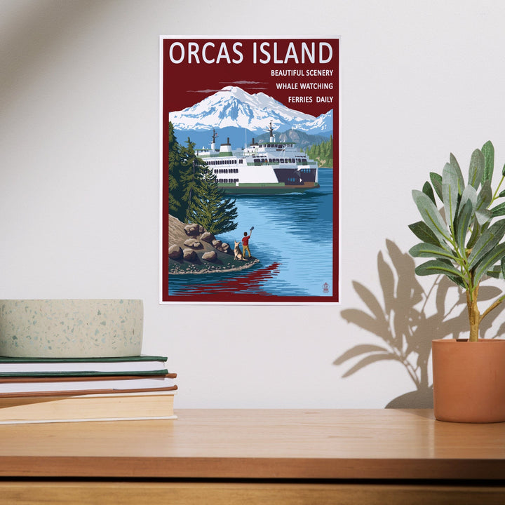 Orcas Island, Washington, Ferry Scene, Art & Giclee Prints Art Lantern Press 