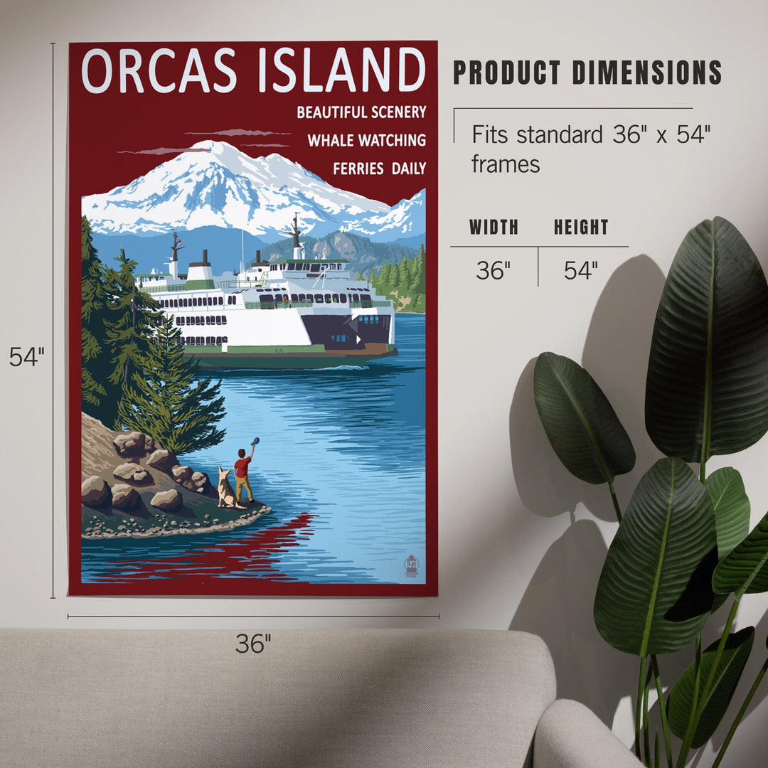 Orcas Island, Washington, Ferry Scene, Art & Giclee Prints Art Lantern Press 