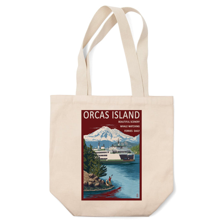 Orcas Island, Washington, Ferry Scene, Lantern Press Artwork, Tote Bag Totes Lantern Press 