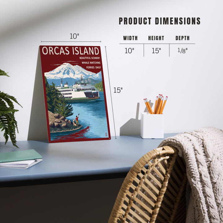 Orcas Island, Washington, Ferry Scene, Lantern Press Artwork, Wood Signs and Postcards Wood Lantern Press 