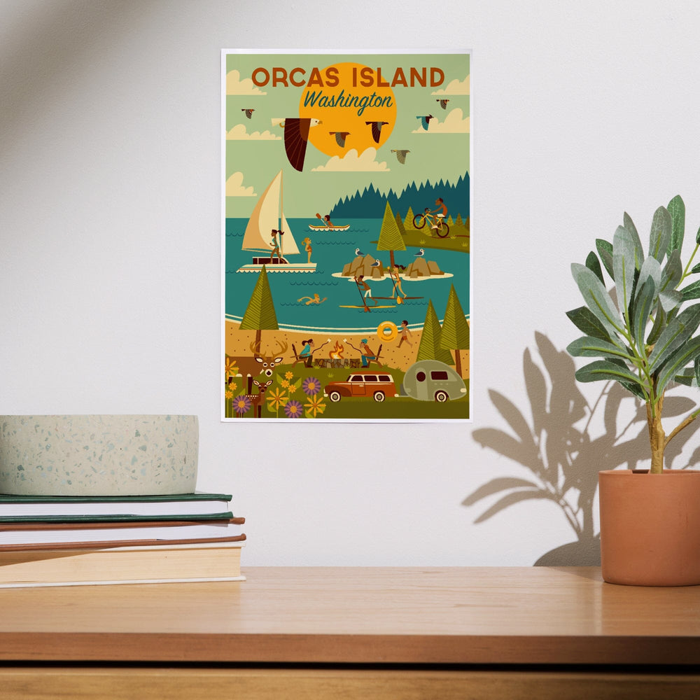 Orcas Island, Washington, Island, Geometric, Art & Giclee Prints Art Lantern Press 