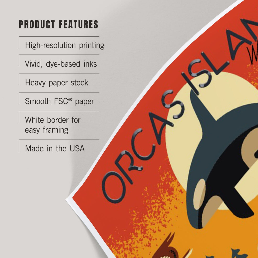 Orcas Island, Washington, Marine Animals, Geometric, Art & Giclee Prints Art Lantern Press 