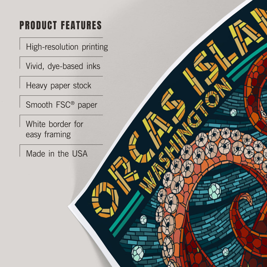 Orcas Island, Washington, Octopus Mosaic, Art & Giclee Prints Art Lantern Press 