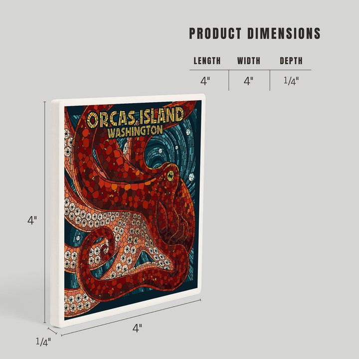 Orcas Island, Washington, Octopus Mosaic, Coasters Coasters Lantern Press 