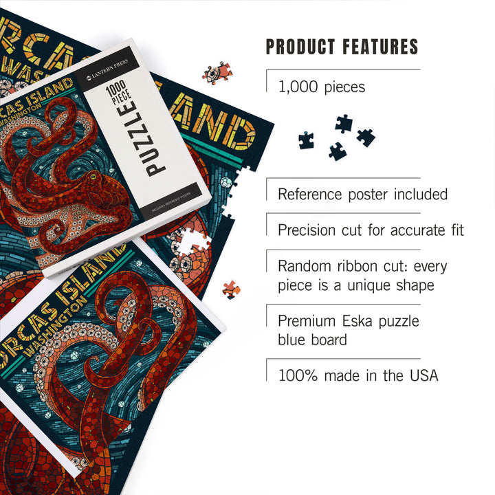 Orcas Island, Washington, Octopus Mosaic, Jigsaw Puzzle Puzzle Lantern Press 