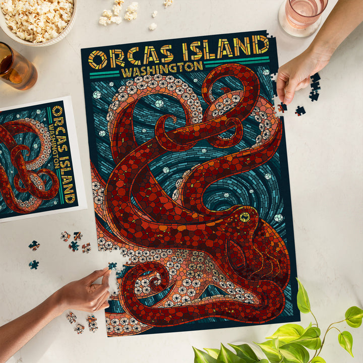 Orcas Island, Washington, Octopus Mosaic, Jigsaw Puzzle Puzzle Lantern Press 
