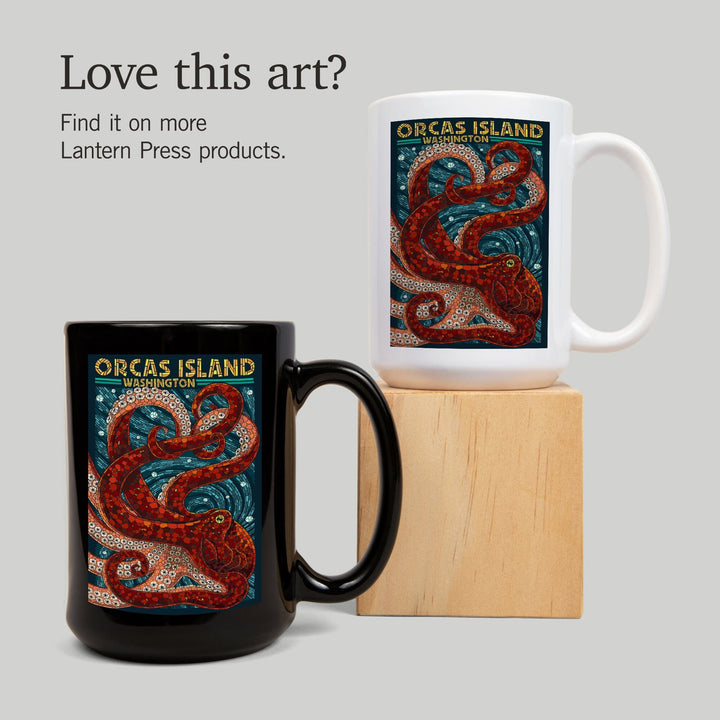 Orcas Island, Washington, Octopus Mosaic, Lantern Press Artwork, Ceramic Mug Mugs Lantern Press 