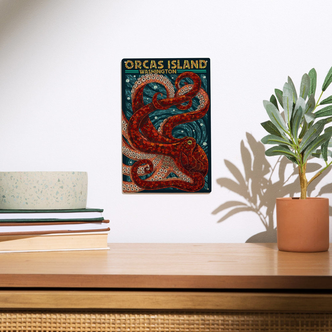 Orcas Island, Washington, Octopus Mosaic, Lantern Press Artwork, Wood Signs and Postcards Wood Lantern Press 