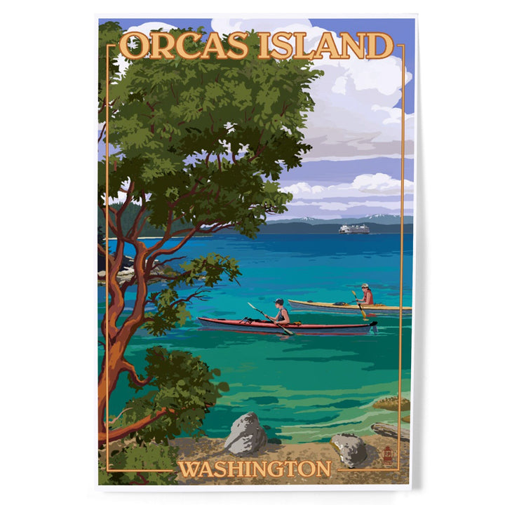 Orcas Island, Washington, San Juan Islands, Kayakers, Art & Giclee Prints Art Lantern Press 