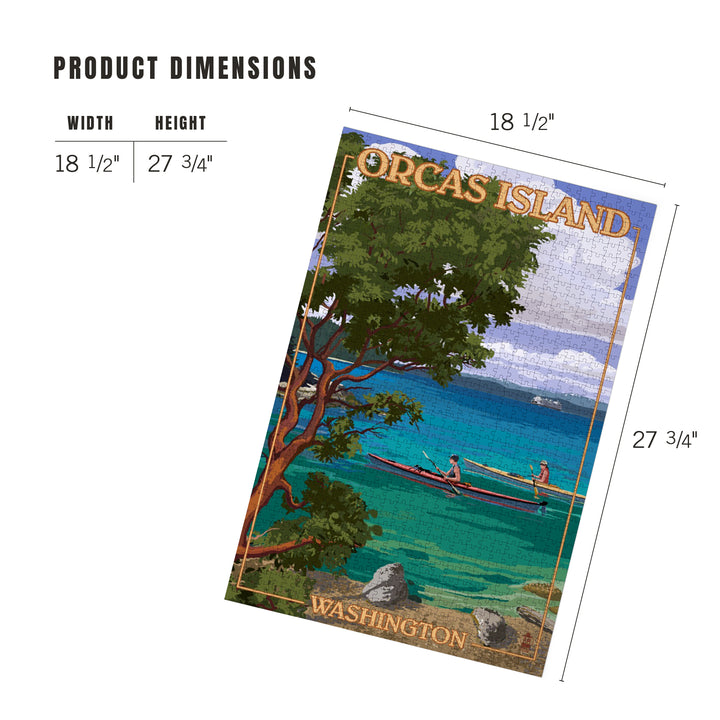 Orcas Island, Washington, San Juan Islands, Kayakers, Jigsaw Puzzle Puzzle Lantern Press 