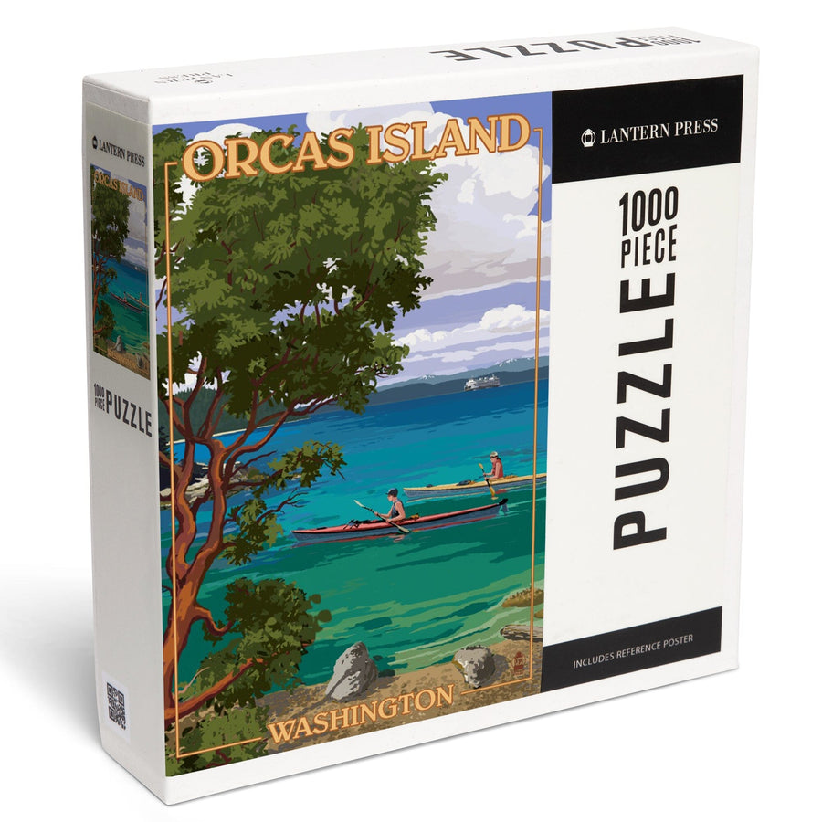Orcas Island, Washington, San Juan Islands, Kayakers, Jigsaw Puzzle Puzzle Lantern Press 