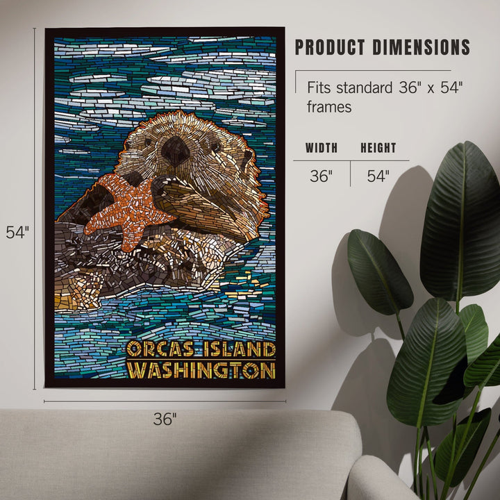 Orcas Island, Washington, Sea Otter, Mosaic, Art & Giclee Prints Art Lantern Press 