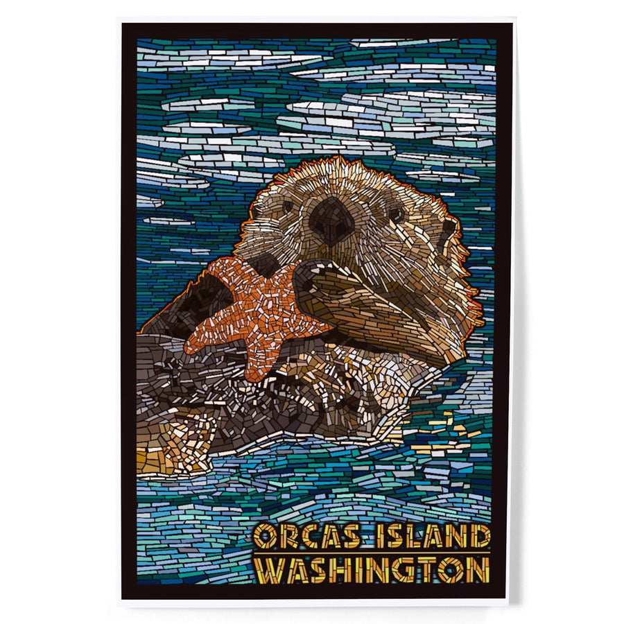 Orcas Island, Washington, Sea Otter, Mosaic, Art & Giclee Prints Art Lantern Press 