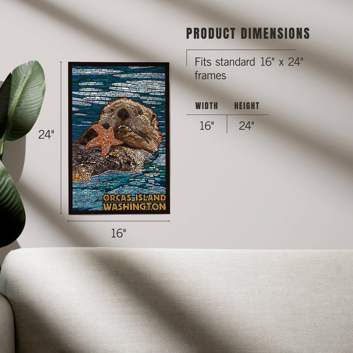 Orcas Island, Washington, Sea Otter, Mosaic, Art & Giclee Prints Art Lantern Press 