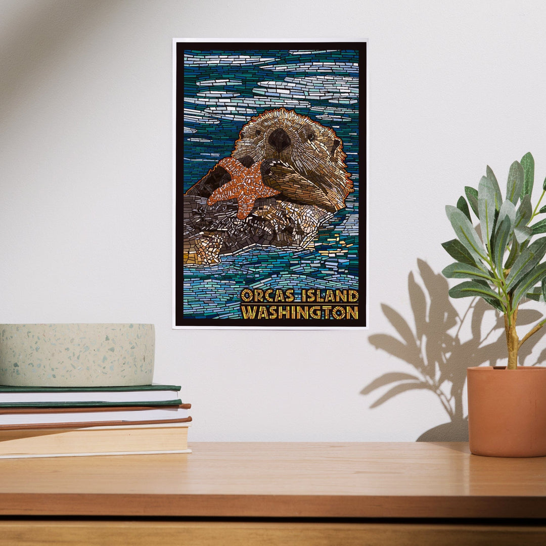 Orcas Island, Washington, Sea Otter, Mosaic, Art & Giclee Prints Art Lantern Press 