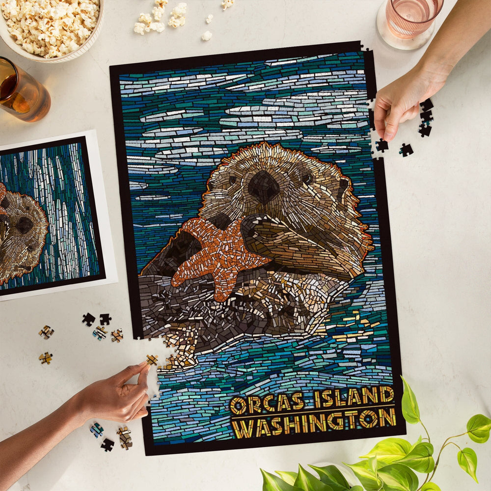 Orcas Island, Washington, Sea Otter, Mosaic, Jigsaw Puzzle Puzzle Lantern Press 