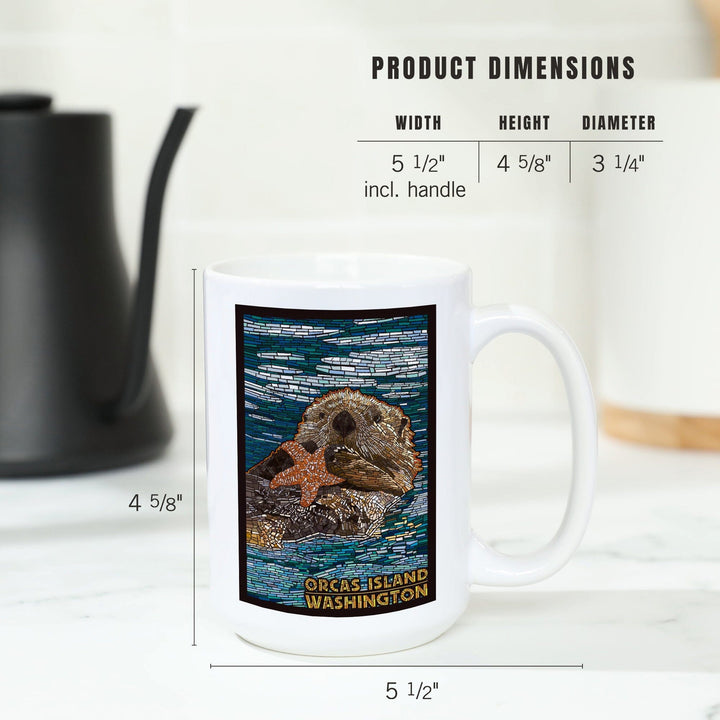 Orcas Island, Washington, Sea Otter, Mosaic, Lantern Press Artwork, Ceramic Mug Mugs Lantern Press 