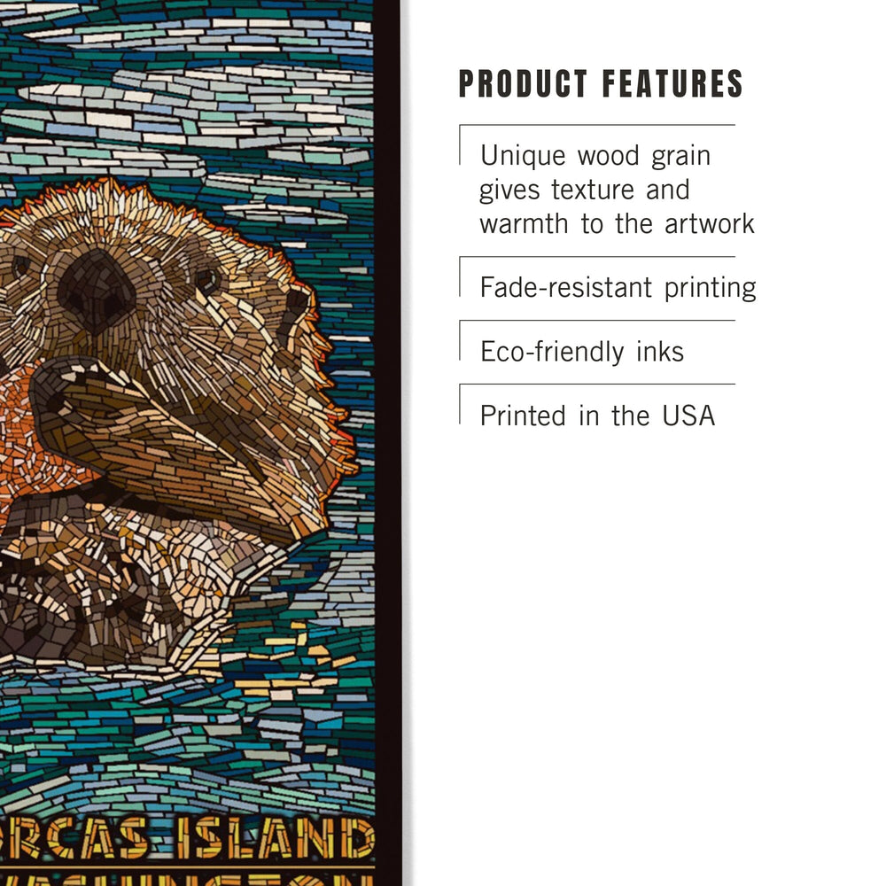 Orcas Island, Washington, Sea Otter, Mosaic, Lantern Press Artwork, Wood Signs and Postcards Wood Lantern Press 