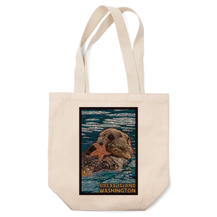 Orcas Island, Washington, Sea Otter, Mosaic, Tote Bag Totes Lantern Press 